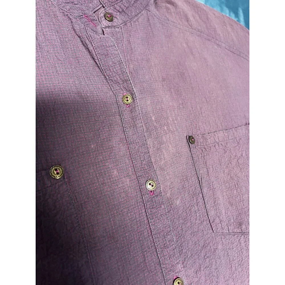 FREE PEOPLE Womens MEDIUM Textured Purple Button-Up Shirt With Pockets BEACH REL